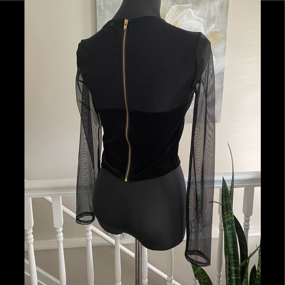 Express Black Velvet Crop Top - Picture 3 of 5